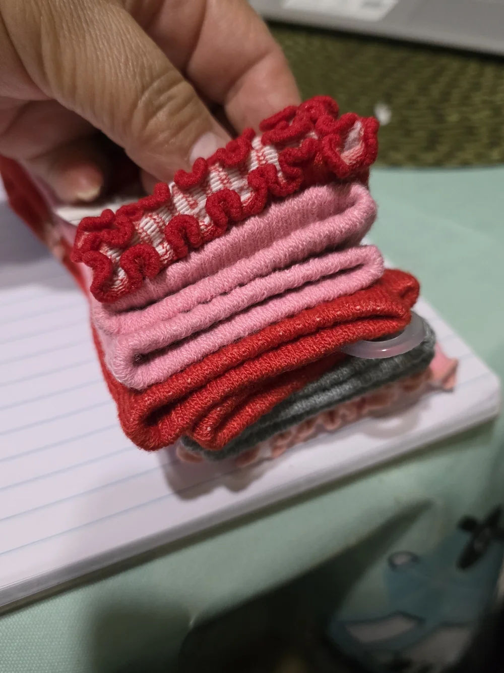 Hello Kitty Red and Pink Kids Ankle Socks with Ruffle Cuff